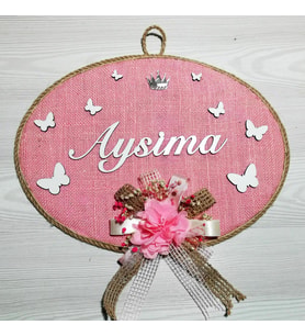 Lora Davet Kız Bebek kapı süsü, Hastane kapı süsü, Duvar süsü (1 Adet) Pembe - 36221