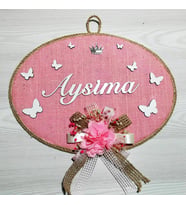 Lora Davet Kız Bebek kapı süsü, Hastane kapı süsü, Duvar süsü (1 Adet) Pembe - 36221