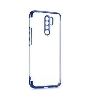 Xiaomi Redmi 9 Kılıf İnce Köşeleri Renkli Şeffaf Silikon (Mavi)