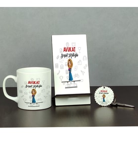 Avukat Üçlü Set (Kupa + Telefon Standı + Anahtarlık) 001