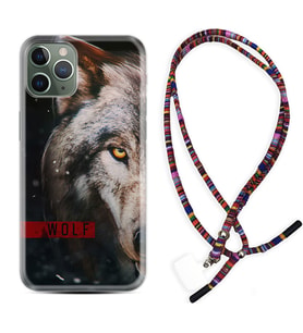 Apple iPhone 11 12 13 14 Pro Max Kılıf Boyun Asklı Rasta Silikon Wolf Eyes 1758