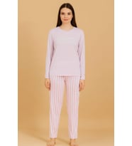 Kadın 20299 Uzun Kol % 100 Pamuk Milan Pijama Takımı