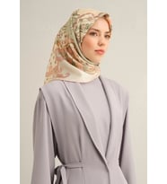 Armine Tivil İpek Eşarp 9338-21 Açık Sarı Karışık Desen