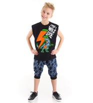 Şimşek Dino Erkek Çocuk T-shirt Kapri Şort Takım