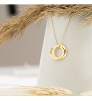 İsimli Çift Halkalı Gümüş Kolye - Renk: Gold (Gold)