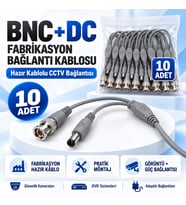 10 Adet Fabrikasyon BNC + DC Power Jack Kablolu CCTV Güvenlik Kamera Görüntü ve Güç Bağlantı Kablosu