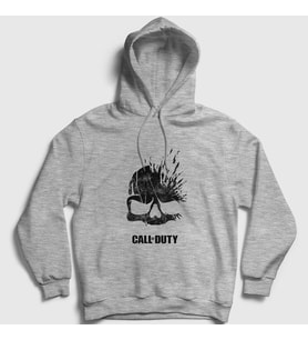 Presmono Unisex Gri Skull Call Of Duty Kapüşonlu Sweatshirt 27353tt (Gri)