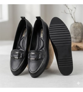 Beyaz (Shoes) (41-42) Termo Kaymaz Taban Burgu Taş Günlük Kadın Babet BLACK