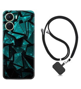 Vivo Y16 Kılıf Resimli Boyun Askılı İpli Desenli Silikon Green Prizmas 1348