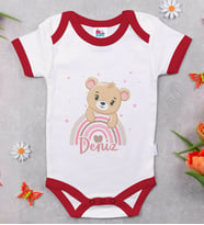 BK Kids Kişiye Özel İsimli Kırmızı Bebek Body Zıbın-6