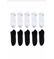 Unisex 10 Çift Koton Ekonomik Siyah + Beyaz Renk Patik