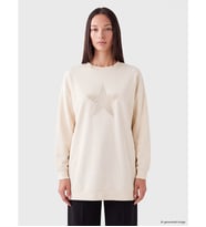 LCW EVERYDAY Bej Baskılı Oversize Kadın Sweatshirt Tunik