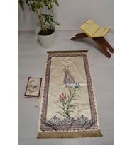 Çantalı Fermuarlı Lale Desenli Seccade Lila L005