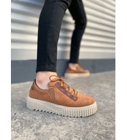 JY502 Bold Bağcıklı Süet Erkek Günlük Sneaker Ayakkabı SKT - Taba