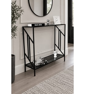 Siyah Çerçeveli Füme Camlı Modern Antre Dresuarı 100 cm