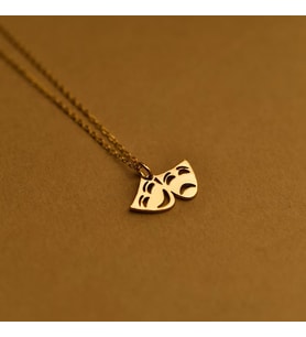 Kişiye Özel 925 Ayar Gümüş Minimalist Tiyatro Maskesi Kolye (Gold)