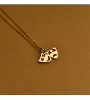 Kişiye Özel 925 Ayar Gümüş Minimalist Tiyatro Maskesi Kolye (Gold)