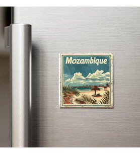 Mozambik Mozambique - Posta Pulu Temalı Ülke - Baskılı Buzdolap Magneti Kare - 9x9 cm