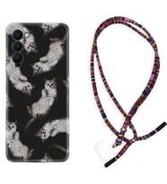 Tecno Camon 16 18P Pova Kılıf Boyun Asklı Rasta Silikon Sevimli Kedicikler 1785