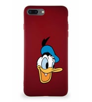 Apple iPhone 7 Plus Soft Premier Kapak Donald Duck-A Tasarımlı Silikon Kılıf - Mürdüm (Şeffaf)