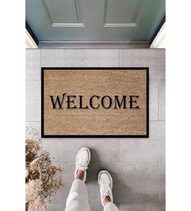 Dormot Modern Dijital Baskı - Çerçeveli Welcome - Kapı Önü Paspası (Bej)