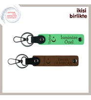 Vatansever Dokunuşlu Hediyelik – Ayyıldız ve Türkiye ve İsimli Anahtarlık 2' li Set, F Yeşil-Kahve