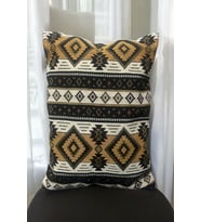 Sofline Kilim Desenli Kırlent Yüzü, Bohem Punch Kırlent Kılıfı, Nostaljik Desen Kırlent (45X45CM) (Sarı)