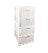 Omnipazar SRL-4002 Rattan Hasır Desen Plastik Komidin Mutfak Sebzelik 4 Katlı