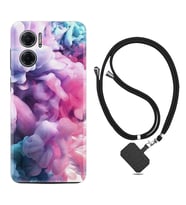 Xiaomi Redmi Note 11E Kılıf Resimli Boyun Askılı İpli Desenli Silikon Pink Cloud 1305