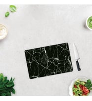 DECORITA   Modern Siyah Mermer Görünümlü   Cam Kesme Tahtası - Cam Kesme Tablası