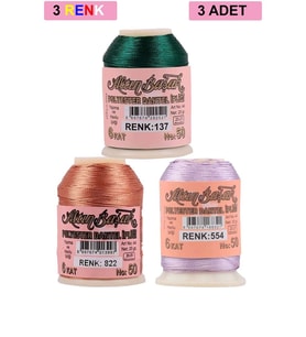3 Adet Altınbaşak Oya ve Dantel İpi 20 gr - Royaleks - No: 822 - 554 - 137