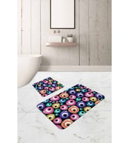Renkli Nazar Boncuklu Banyo Halısı Klozet Paspas Seti BS291