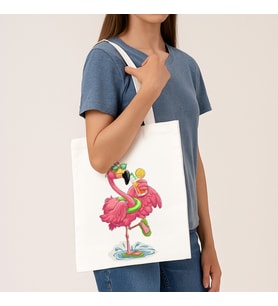 Özel Tasarım Flamingo Model Bez Çanta