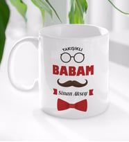 BK Gift Kişiye Özel Yakışıklı Babam Tasarımlı Beyaz Kupa Bardak - Model 1
