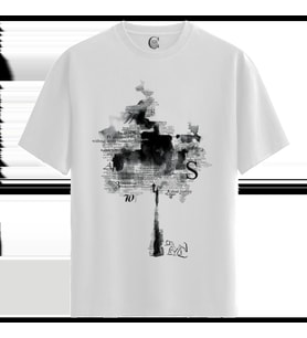 Ink Text Tree - %100 Pamuklu Erkek Beyaz Tişört - Premium Quality