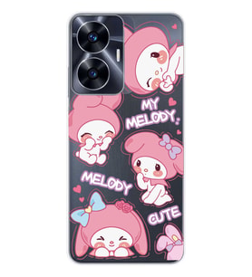 Realme C55 Uyumlu Melody Kuromi Desenli Şeffaf Telefon Kılıfı