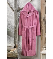 Kadife Kapüşonlu Unisex Mürdüm Bornoz S-M mürdüm