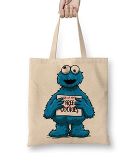 Monster Cookies Kurabiye Canavarı Bez Çanta Uzun Saplı
