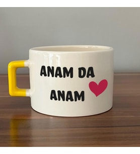 Anam Da Anam Baskılı Kadınlar Günü Sarı Kulplu C Fincan