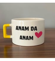 Anam Da Anam Baskılı Kadınlar Günü Sarı Kulplu C Fincan
