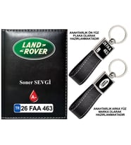 Plakanıza Özel Land Rover Logolu Siyah Ruhsat Kabı ve Anahtarlık