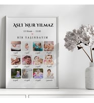 Çocuk Kalbi Atölyesi - Bebek 1 Yaş Anı Tablosu, 1 Yaşındayım Bebek Tablosu, Bebek 1 Yaş Hediyesi