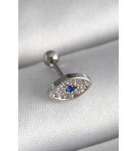 316L Çelik Gümüş Renk Zirkon Taşlı Göz Tragus Piercing 5886