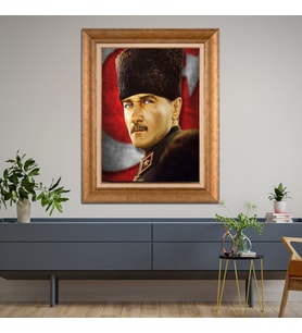Altın Varaklı Paspartulu Çerçeveli Tablo rv699