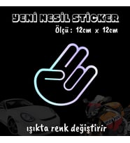 hands el ön arka cam uyumlu 2adet oto sticker - ışıkta renk değiştiren hologram sticker yapıştırma
