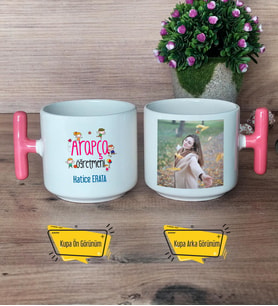 Arapça Öğretmeni Kupa Bardak Fotoğraflı T Pembe Kulplu Öğretmenler Günü Hediyesi