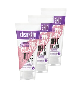 Avon Clearskin Leke Karşıtı 3'ü 1 Arada Pembe Kil Scrub 75 Ml. Üçlü Set