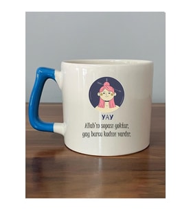 Yay Burcu ve Onla Alakalı Komik Açıklama Simgesi Baskılı Mavi Kulplu Prime Kupa Bardak Fincan Mug