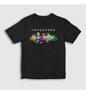 Presmono Unisex Çocuk Siyah Impostors Among Us T-Shirt 77789tt