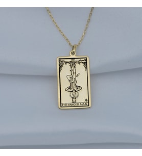 Altın Kaplama Tarot (The Hanged Man) Asılan Adam Gümüş Kolye